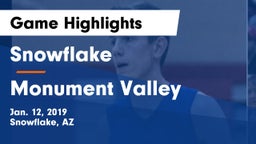 Snowflake  vs Monument Valley  Game Highlights - Jan. 12, 2019