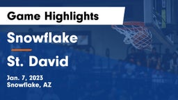 Snowflake  vs St. David Game Highlights - Jan. 7, 2023