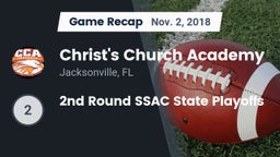 Recap: Christ's Church Academy vs. 2nd Round SSAC State Playoffs 2018
