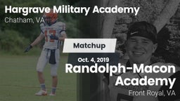 Matchup: Hargrave Military vs. Randolph-Macon Academy  2019