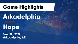 Arkadelphia  vs Hope  Game Highlights - Jan. 28, 2022