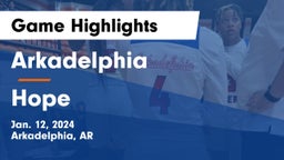 Arkadelphia  vs Hope  Game Highlights - Jan. 12, 2024