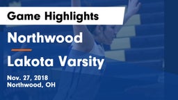 Northwood  vs Lakota Varsity Game Highlights - Nov. 27, 2018