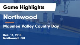 Northwood  vs Maumee Valley Country Day  Game Highlights - Dec. 11, 2018