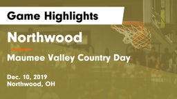 Northwood  vs Maumee Valley Country Day  Game Highlights - Dec. 10, 2019
