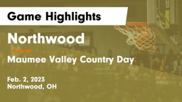 Northwood  vs Maumee Valley Country Day  Game Highlights - Feb. 2, 2023