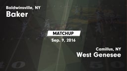 Matchup: Baker  vs. West Genesee  2016