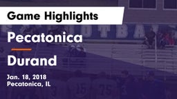 Pecatonica vs Durand  Game Highlights - Jan. 18, 2018