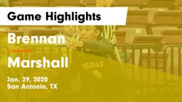 Brennan  vs Marshall  Game Highlights - Jan. 29, 2020