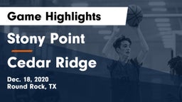 Stony Point  vs Cedar Ridge  Game Highlights - Dec. 18, 2020