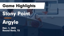 Stony Point  vs Argyle  Game Highlights - Dec. 1, 2023