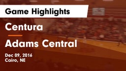 Centura  vs Adams Central  Game Highlights - Dec 09, 2016