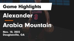 Alexander  vs Arabia Mountain  Game Highlights - Nov. 18, 2023