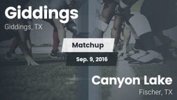 Matchup: Giddings  vs. Canyon Lake  2016