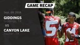 Recap: Giddings  vs. Canyon Lake  2016
