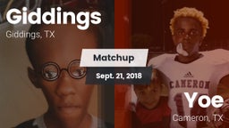 Matchup: Giddings  vs. Yoe  2018