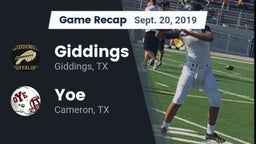 Recap: Giddings  vs. Yoe  2019