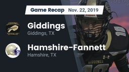 Recap: Giddings  vs. Hamshire-Fannett  2019