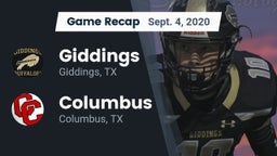 Recap: Giddings  vs. Columbus  2020