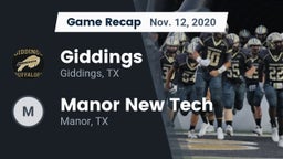 Recap: Giddings  vs. Manor New Tech 2020
