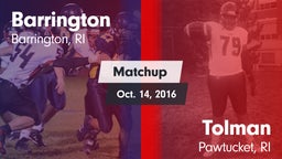 Matchup: Barrington High vs. Tolman  2016