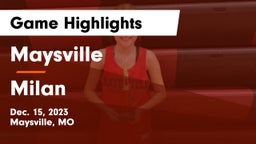 Maysville  vs Milan  Game Highlights - Dec. 15, 2023