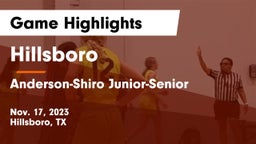 Hillsboro  vs Anderson-Shiro Junior-Senior  Game Highlights - Nov. 17, 2023