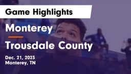 Monterey  vs Trousdale County  Game Highlights - Dec. 21, 2023