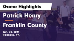 Patrick Henry  vs Franklin County  Game Highlights - Jan. 30, 2021
