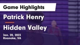 Patrick Henry  vs Hidden Valley  Game Highlights - Jan. 20, 2023