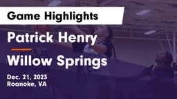 Patrick Henry  vs Willow Springs  Game Highlights - Dec. 21, 2023