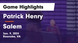 Patrick Henry  vs Salem  Game Highlights - Jan. 9, 2024