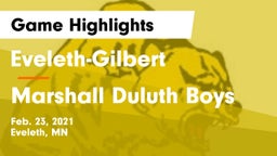 Eveleth-Gilbert  vs Marshall Duluth Boys Game Highlights - Feb. 23, 2021
