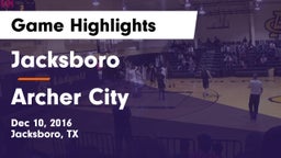 Jacksboro  vs Archer City  Game Highlights - Dec 10, 2016