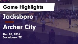 Jacksboro  vs Archer City  Game Highlights - Dec 08, 2016