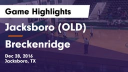 Jacksboro (OLD) vs Breckenridge  Game Highlights - Dec 28, 2016