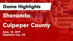 Sherando  vs Culpeper County Game Highlights - Sept. 10, 2019