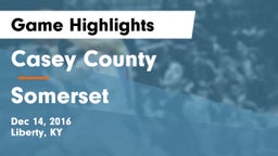 Casey County  vs Somerset Game Highlights - Dec 14, 2016