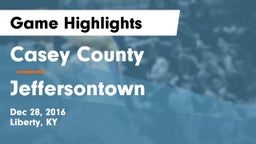 Casey County  vs Jeffersontown  Game Highlights - Dec 28, 2016