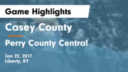 Casey County  vs Perry County Central  Game Highlights - Jan 22, 2017