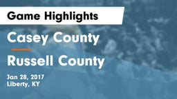 Casey County  vs Russell County Game Highlights - Jan 28, 2017
