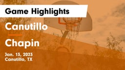 Canutillo  vs Chapin  Game Highlights - Jan. 13, 2023