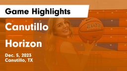 Canutillo  vs Horizon  Game Highlights - Dec. 5, 2023