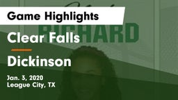 Clear Falls  vs Dickinson  Game Highlights - Jan. 3, 2020