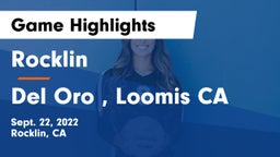 Rocklin  vs Del Oro , Loomis CA Game Highlights - Sept. 22, 2022