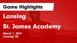 Lansing  vs St. James Academy  Game Highlights - March 1, 2019