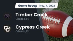Recap: Timber Creek  vs. Cypress Creek  2022