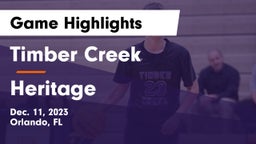 Timber Creek  vs Heritage  Game Highlights - Dec. 11, 2023
