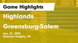 Highlands  vs Greensburg-Salem  Game Highlights - Jan. 27, 2020