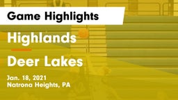 Highlands  vs Deer Lakes Game Highlights - Jan. 18, 2021